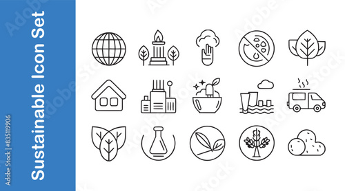 Sustainable gastronomy icon set