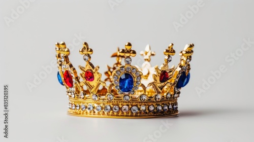 golden queen crown on white background in high resolution and quality