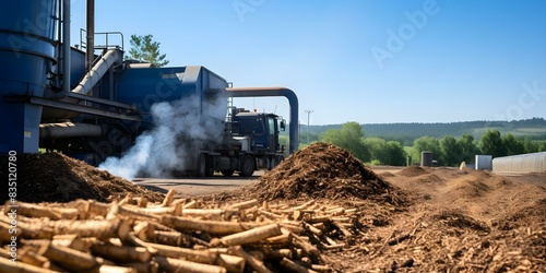 Converting Agricultural and Forestry Waste into Biomass Wood Pellets for Energy. Concept Biomass Energy  Wood Pellets  Agricultural Waste  Forestry Waste  Sustainable Energy