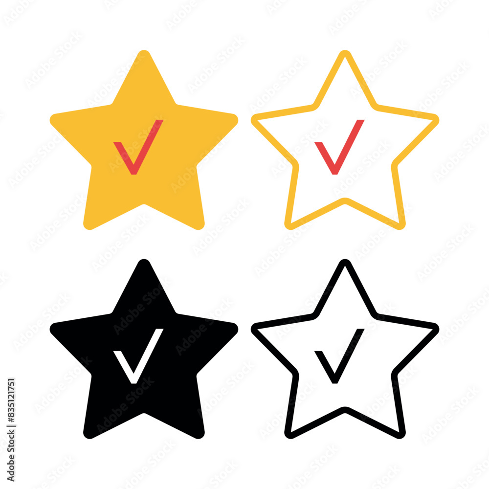 Star With Check Mark Set