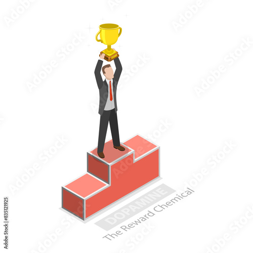 3D Isometric Flat Illustration of Happy Hormones, Brain Chemistry. Item 2