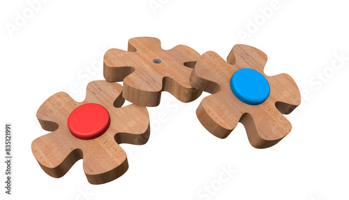 3D rendering of wooden knobs and handles
