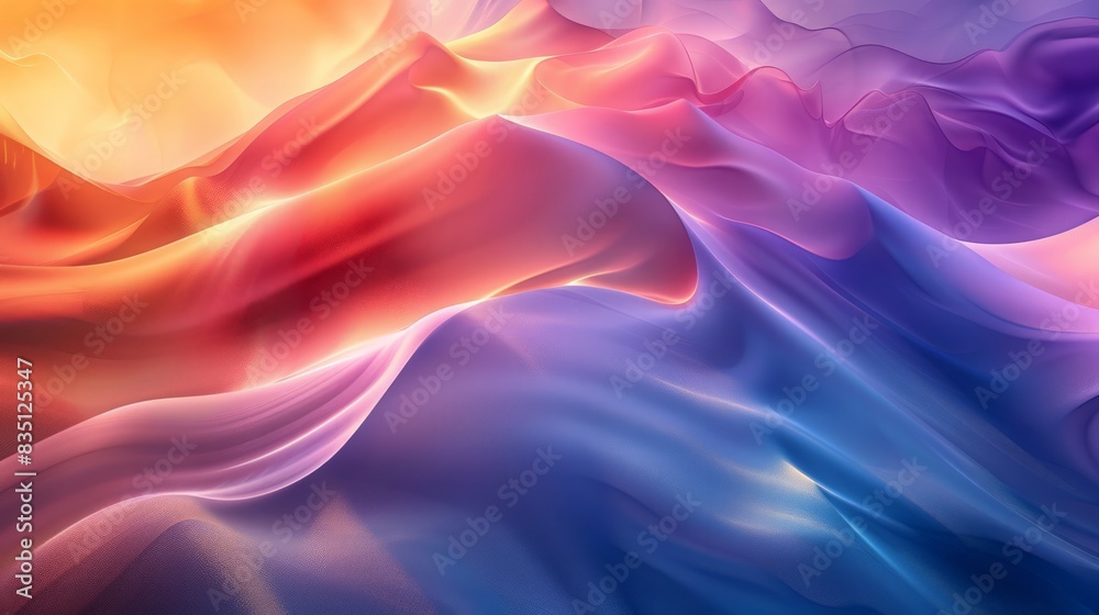 Obraz premium Abstract Gradient Waves: Capture an abstract background with smooth, flowing gradient waves in vibrant colors, creating a dynamic and visually pleasing effect.