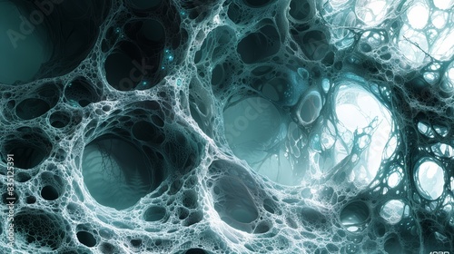 Intricate blue organic microstructure close-up photo