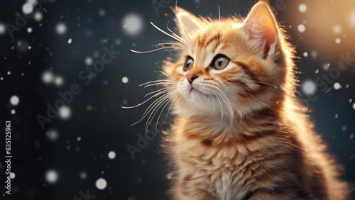 Curious kitten exploring a snowy winter wonderland   © Andriy