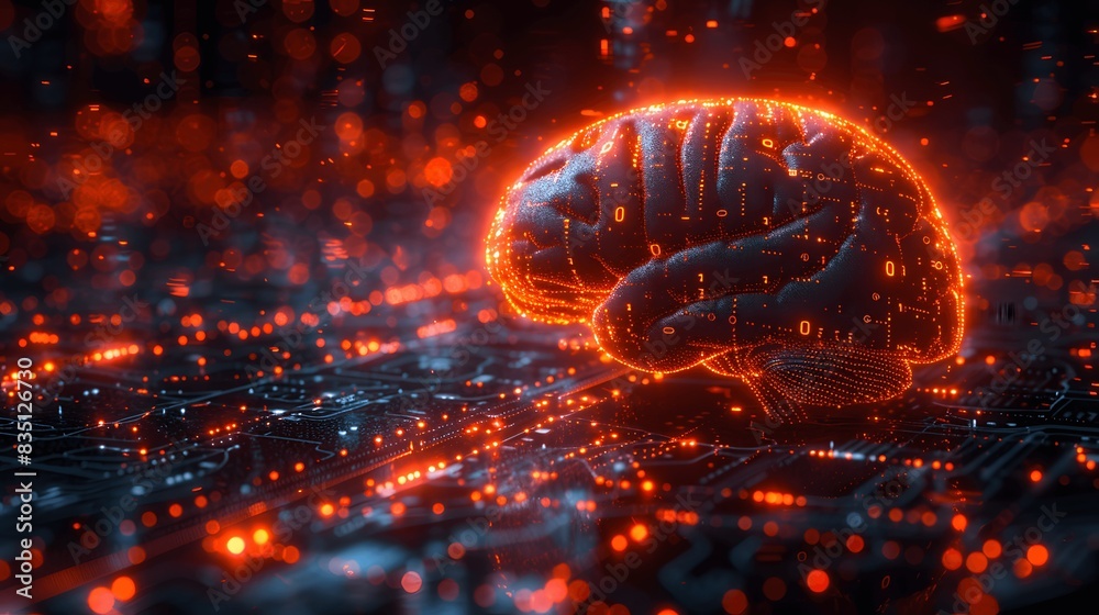 custom made wallpaper toronto digitalDigital brain formed by binary code and neural networks, symbolizing AI.