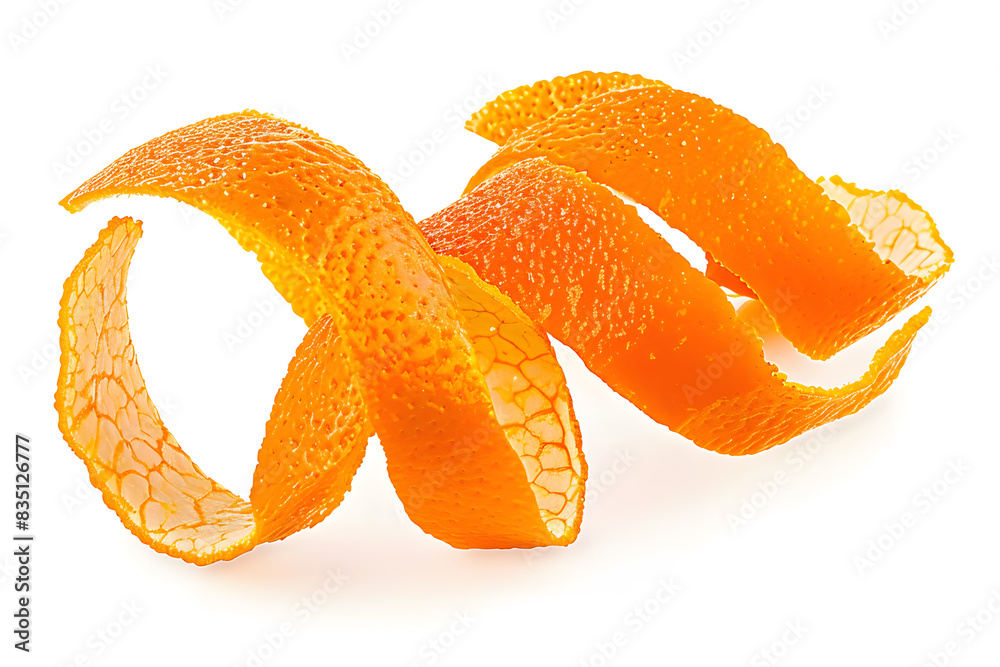 Orange twisted peel isolated on white background. Orange twisted peel isolated on white background.