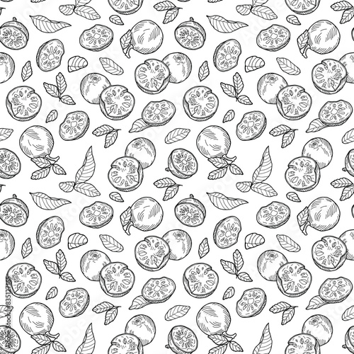 Seamless endless pattern of boel fruits. Illustration in hand drawn style. Can be used to create packaging, covers, backgrounds, cards, textiles, clothing, souvenirs and much more.