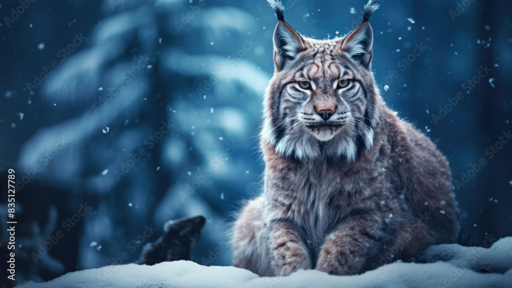 Lynx in snowy forest
Lynx in snowy forest
