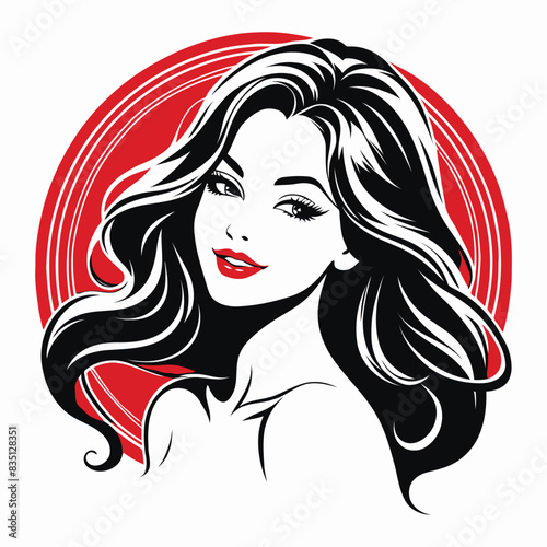 Elegant Woman Silhouette Illustration Flowing Hair Beauty Logo