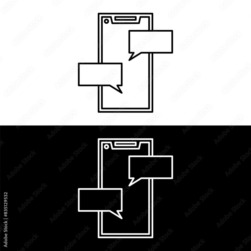 Outline Dialogue Icon isolated on white and black background. Line Chat symbol for your web site design, logo, app, UI Outline Dialogue Icon isolated on white and black background. Line Chat symbol for your web site design, logo, app, UI