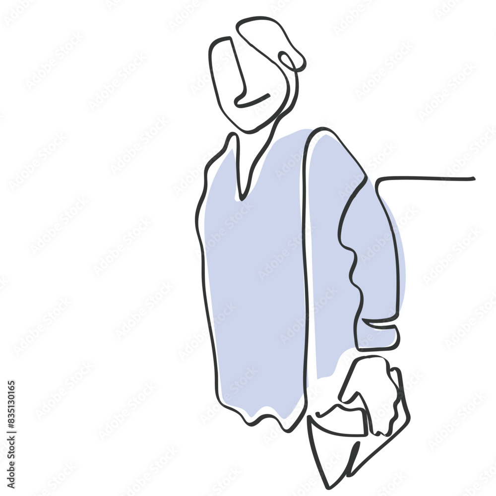 Hand drawn continuous line art vector of elderly walking. Minimal doodle of old person concept. Hand drawn continuous line art vector of elderly walking. Minimal doodle of old person concept.