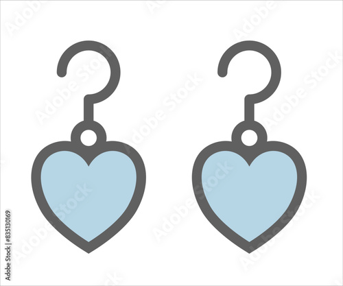 Jewelry logo of heart earrings design templates in trendy linear and minimal style. Vector emblems