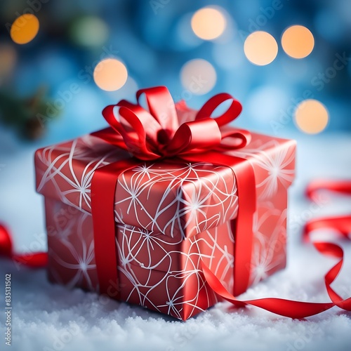 a Christmas gift on a blared background photo