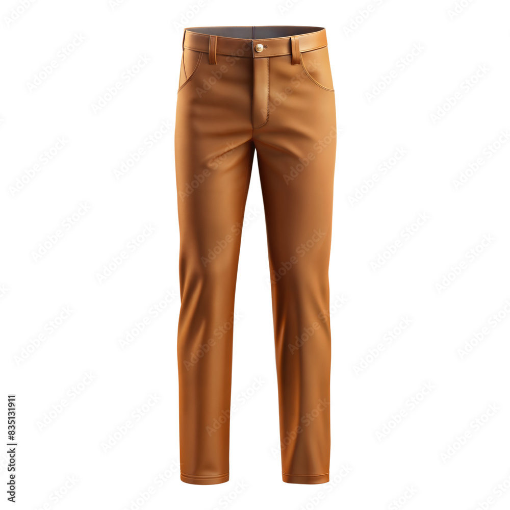 Showcasing stylish brown pants in front view with a transparent background for digital design purposes Showcasing stylish brown pants in front view with a transparent background for digital design purposes