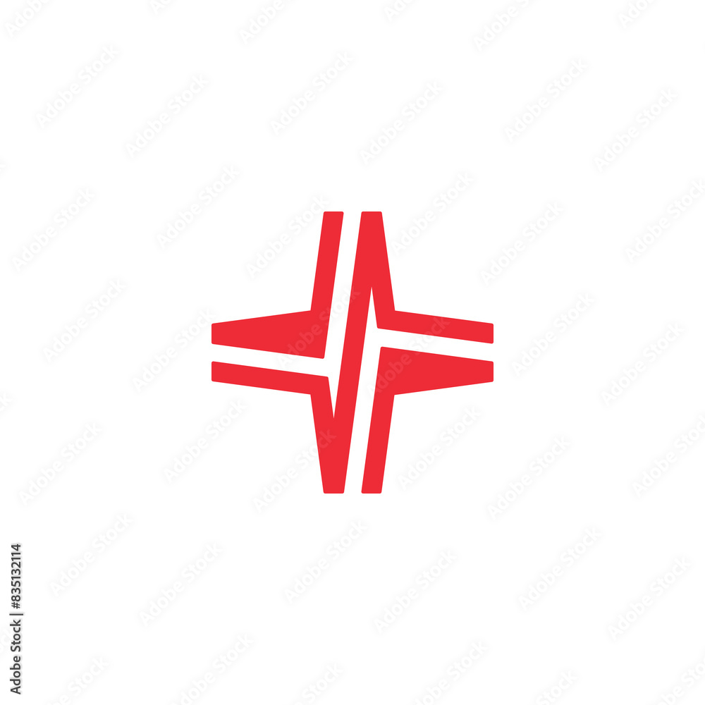 Modern health cross with pulse medical logo design Modern health cross with pulse medical logo design