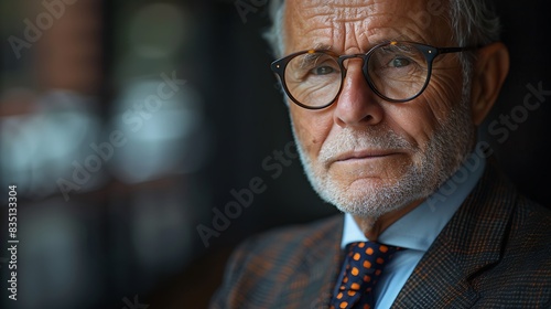 sharp executive portrait with a modern corporate background captured using HighSpeed Photography and InBody Image Stabilization to freeze the professional demeanor and vibrant collaboration