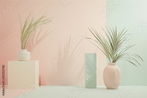 Balanced use of white space and soft pastel colors, creating a minimalist health theme photo