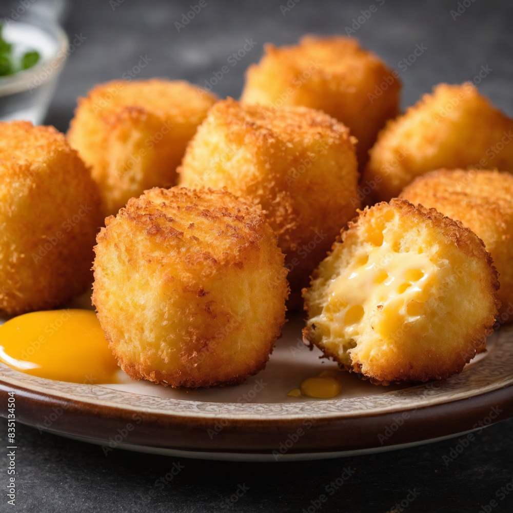Food photography of crispy cheese croquettes. Food photography of crispy cheese croquettes.