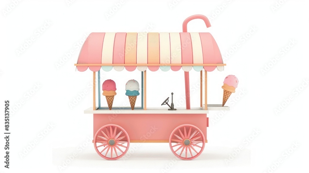 illustration of an ice cream cart on white background