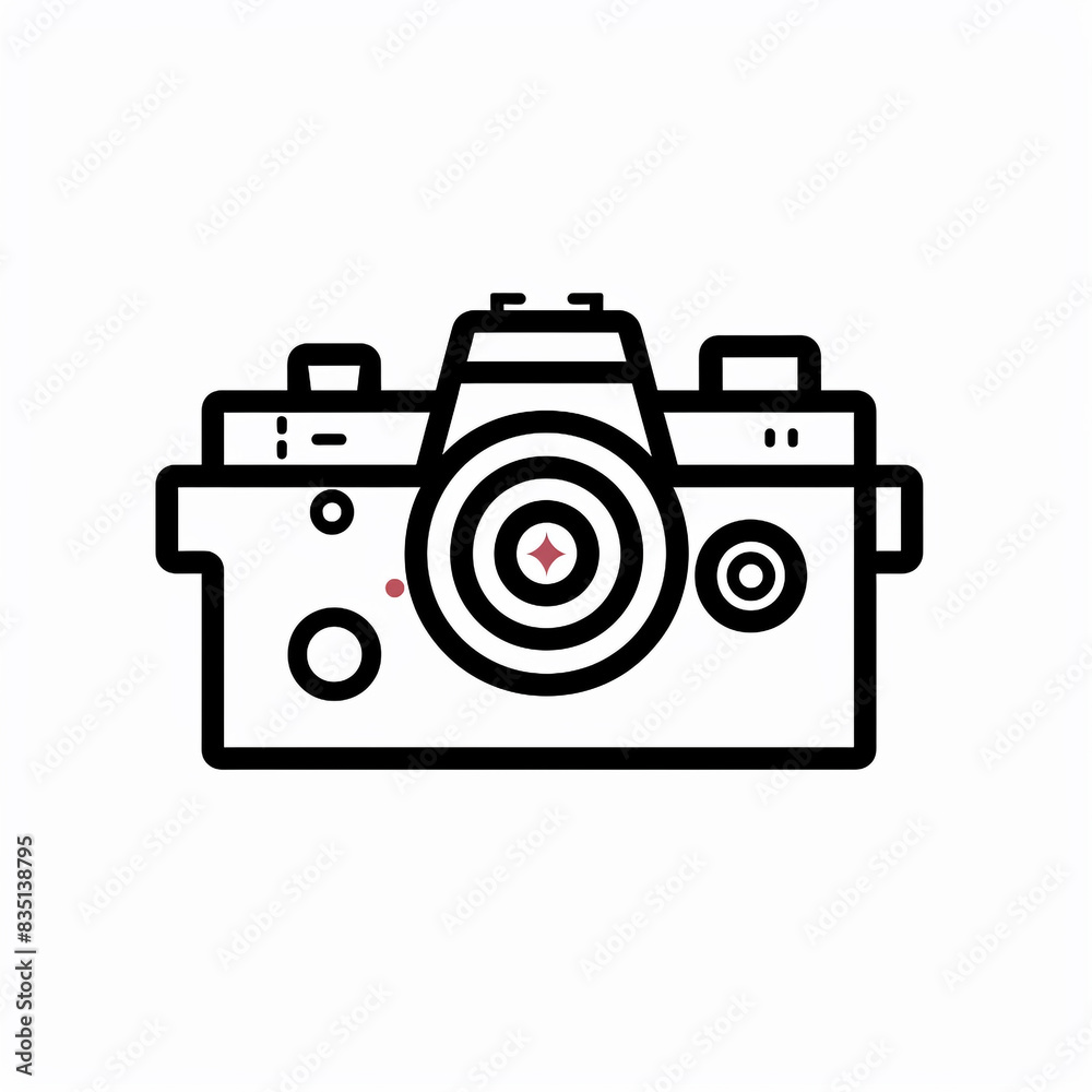 A camera and photography icon with a black and white background. Minimalist style. A camera and photography icon with a black and white background. Minimalist style.