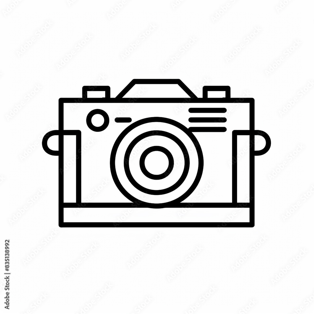 A camera and photography icon with a black and white background. Minimalist style. A camera and photography icon with a black and white background. Minimalist style.