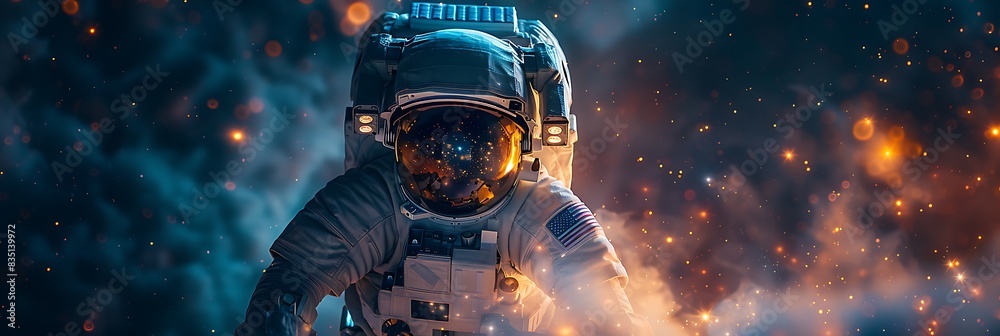 Fototapeta premium Dive into world of space exploration with images of astronauts and spacecraft