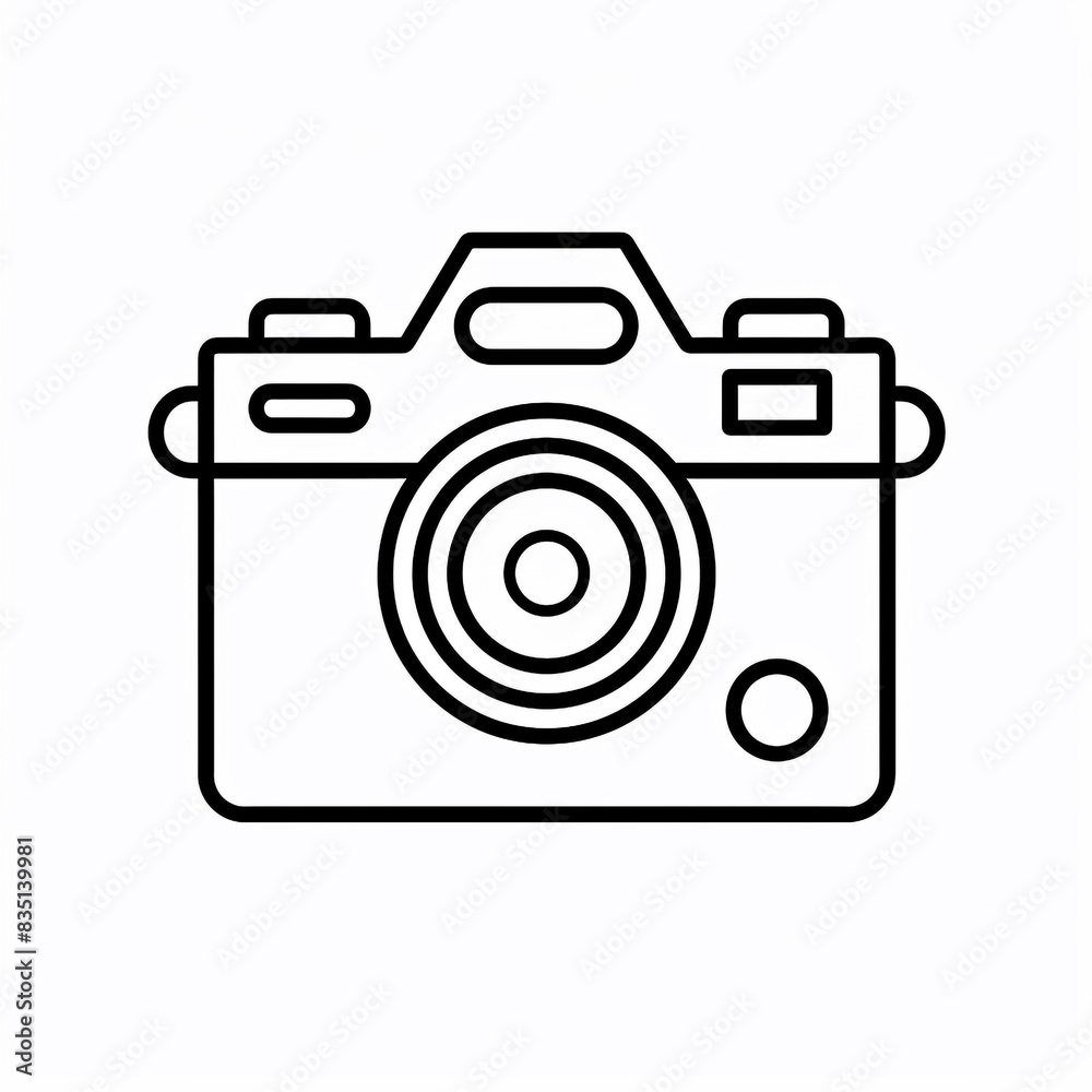 A camera and photography icon with a black and white background. Minimalist style. A camera and photography icon with a black and white background. Minimalist style.