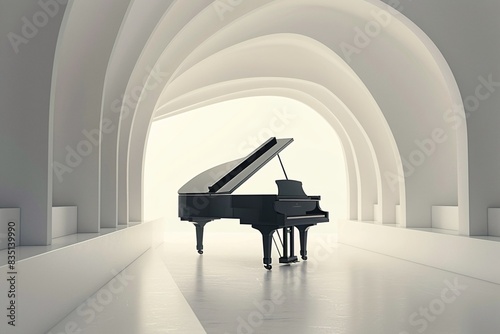 a piano in a white room