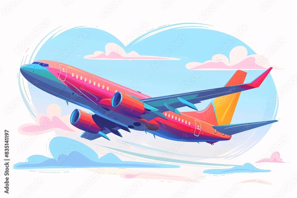 Fototapeta premium a colorful airplane flying in the sky