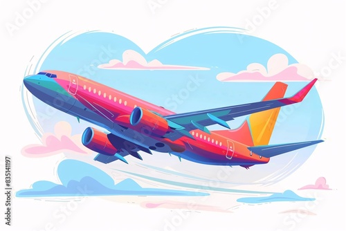 a colorful airplane flying in the sky