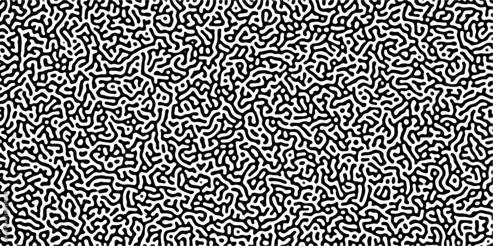 Turing reaction diffusion monochrome seamless pattern with chaotic motion .Linear design with biological shapes. Organic lines in memphis. abstract turing organic wallpaper background . Turing reaction diffusion monochrome seamless pattern with chaotic motion .Linear design with biological shapes. Organic lines in memphis. abstract turing organic wallpaper background .