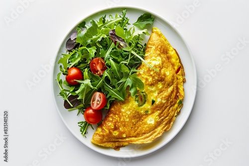 a plate of food with tomatoes and salad photo