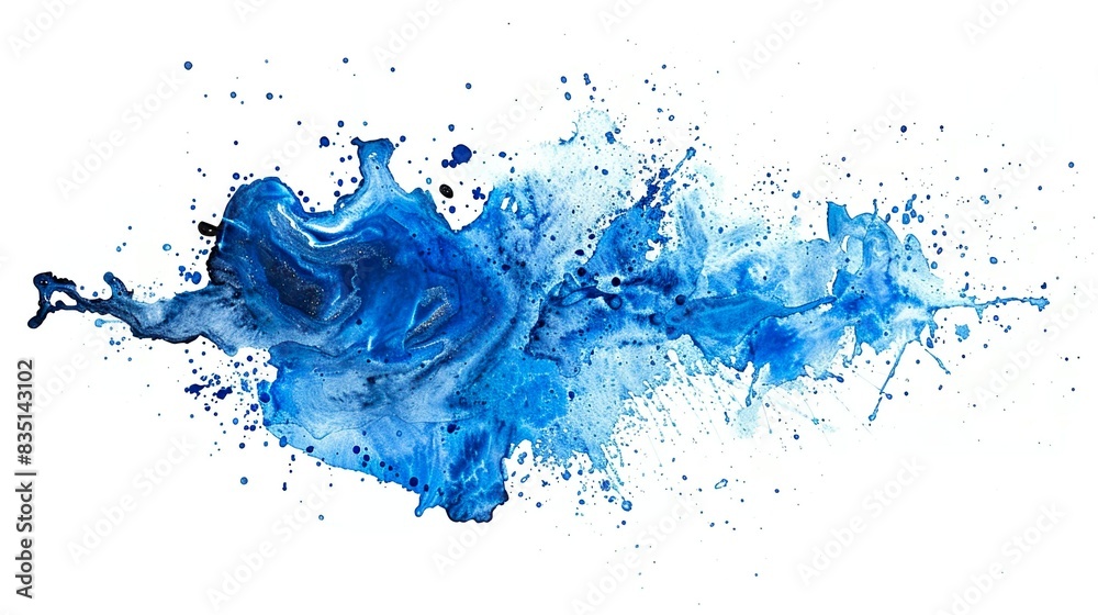 Blaue Kleckse aus Wasserfarbe, Aquarell
