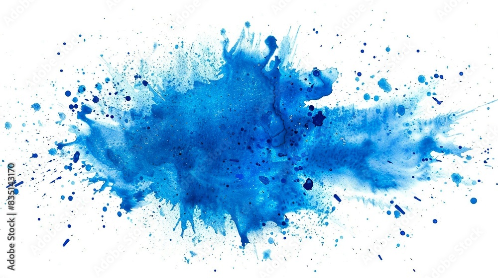 Blaue Kleckse aus Wasserfarbe, Aquarell Blaue Kleckse aus Wasserfarbe, Aquarell