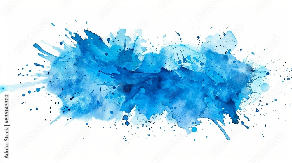 Fototapeta premium Blaue Kleckse aus Wasserfarbe, Aquarell