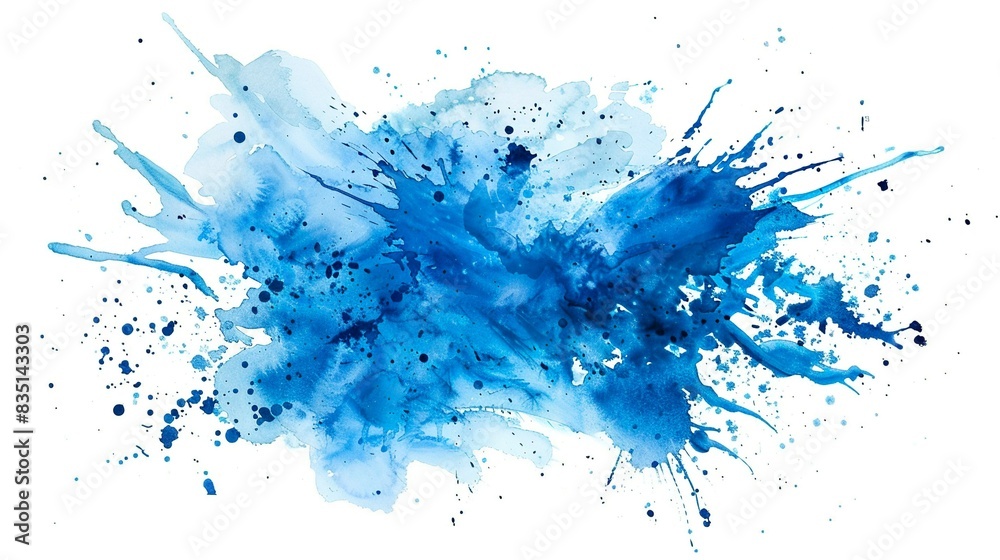 Naklejka premium Blaue Kleckse aus Wasserfarbe, Aquarell
