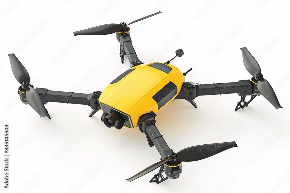 a yellow drone with black propellers a yellow drone with black propellers