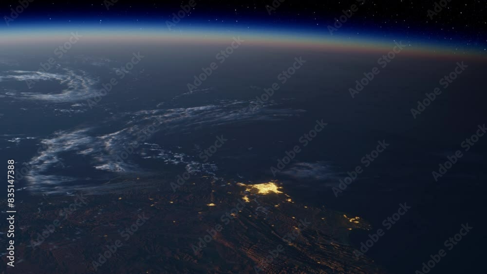 A breathtaking night view of Earth from space shows dazzling city lights A breathtaking night view of Earth from space shows dazzling city lights
