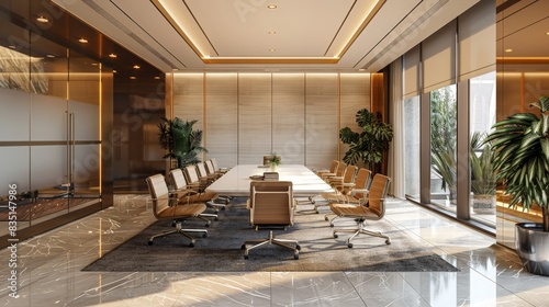 Sophisticated Executive Conference Room with Elegant DÃ©cor Ready for a Pivotal Meeting © Sunshine
