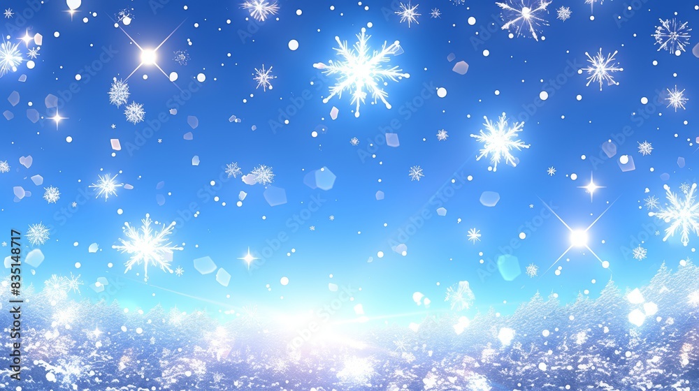 Snowflakes Falling on Blue Sky Snowflakes Falling on Blue Sky