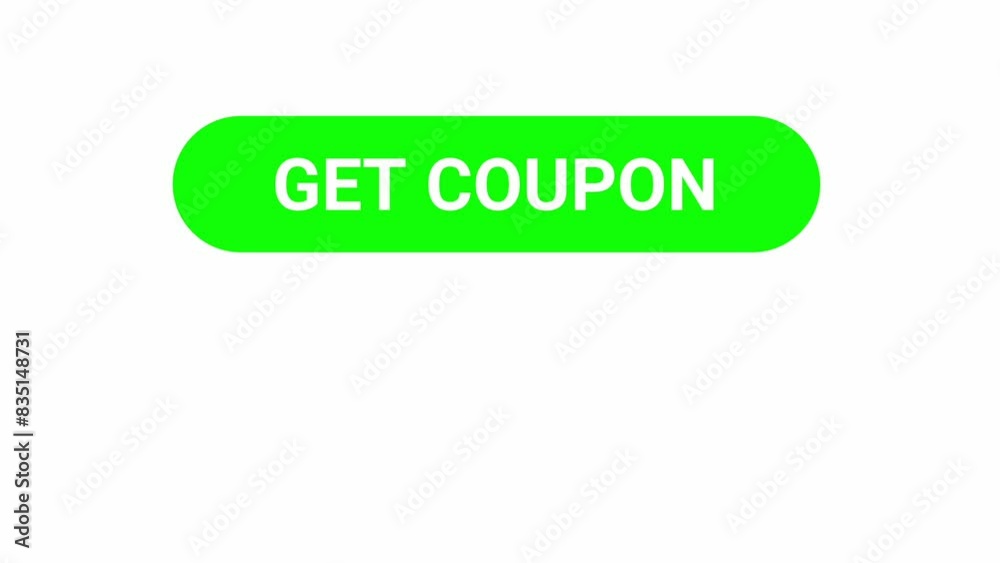 Get Coupon Button Click on Web Interface. Green screen Animation. Get Coupon Button Click on Web Interface. Green screen Animation.