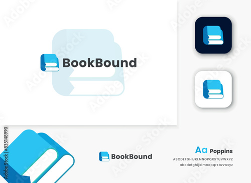 BookBound Logo Design Guide Icons and Templates for Libraries & Bookstores Symbols of Education and Knowledge in Flat Design Style Bookshop logotypes with books Vector illustrations