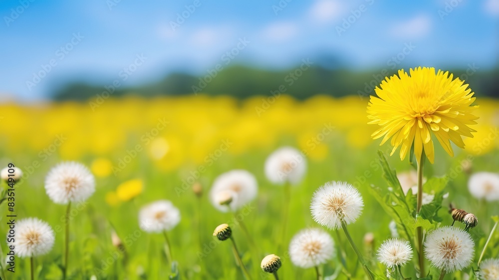 Obraz premium The bright natural flower meadow in spring is beautiful too.