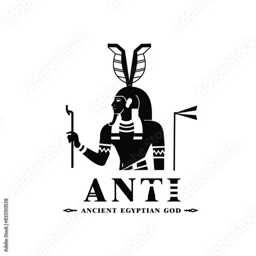 Silhouette of the Iconic ancient Egyptian god anti, Middle Eastern god Logo for Modern Use