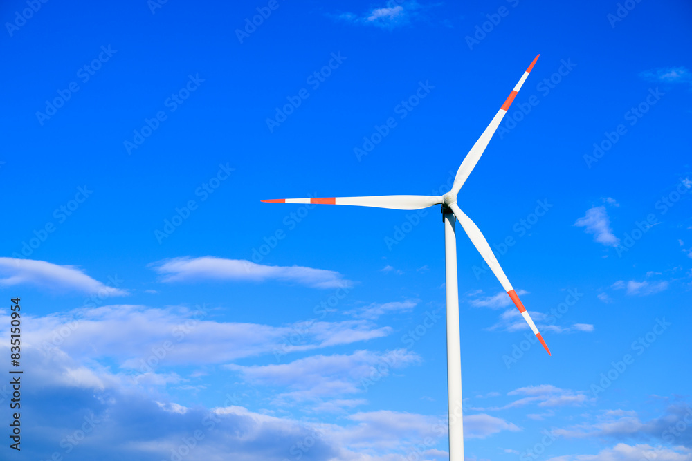 Close up of a wind turbine on a sunny day Close up of a wind turbine on a sunny day
