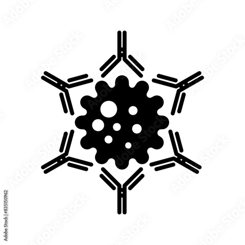 Antibody molecules against bacteria infection, illustration of immune system icon vector