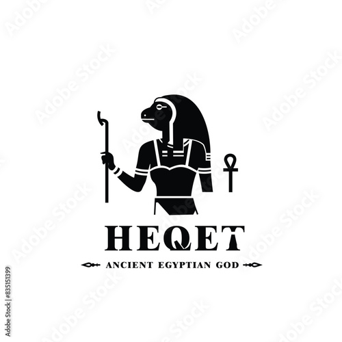 Silhouette of the Iconic ancient Egyptian god heqet, Middle Eastern god Logo for Modern Use