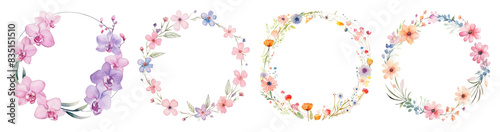 Watercolor illustration of a flowers frame png on transparent background