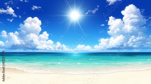 Sunny Beach Day with Clear Blue Sky